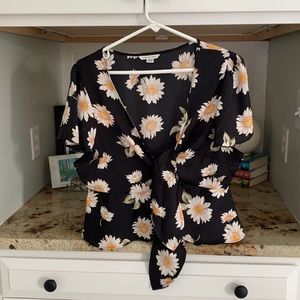Tie front flower top